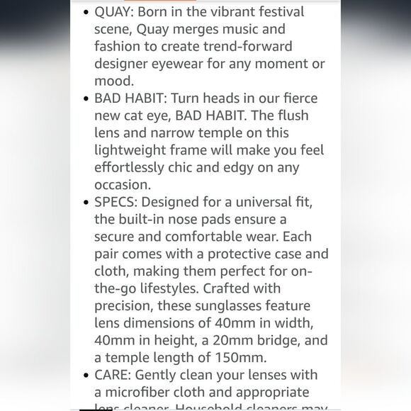 Quay Australia Bad Habit Narrow Cat-Eye Oversized Sunglasses- Oxblood - Picture 7 of 13